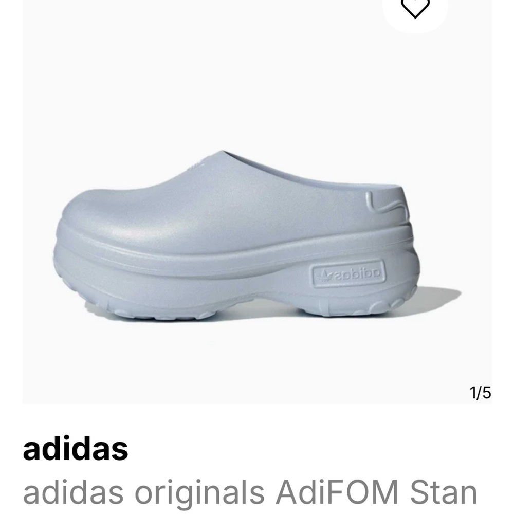 Adidas Adifom Stan Smith Mules, women’s size 8, EUC, blue, gray, silver